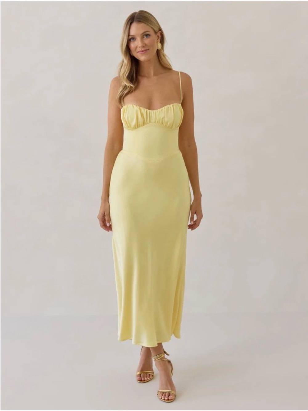 Park & Fifth Pale Yellow Midi Slip Dress